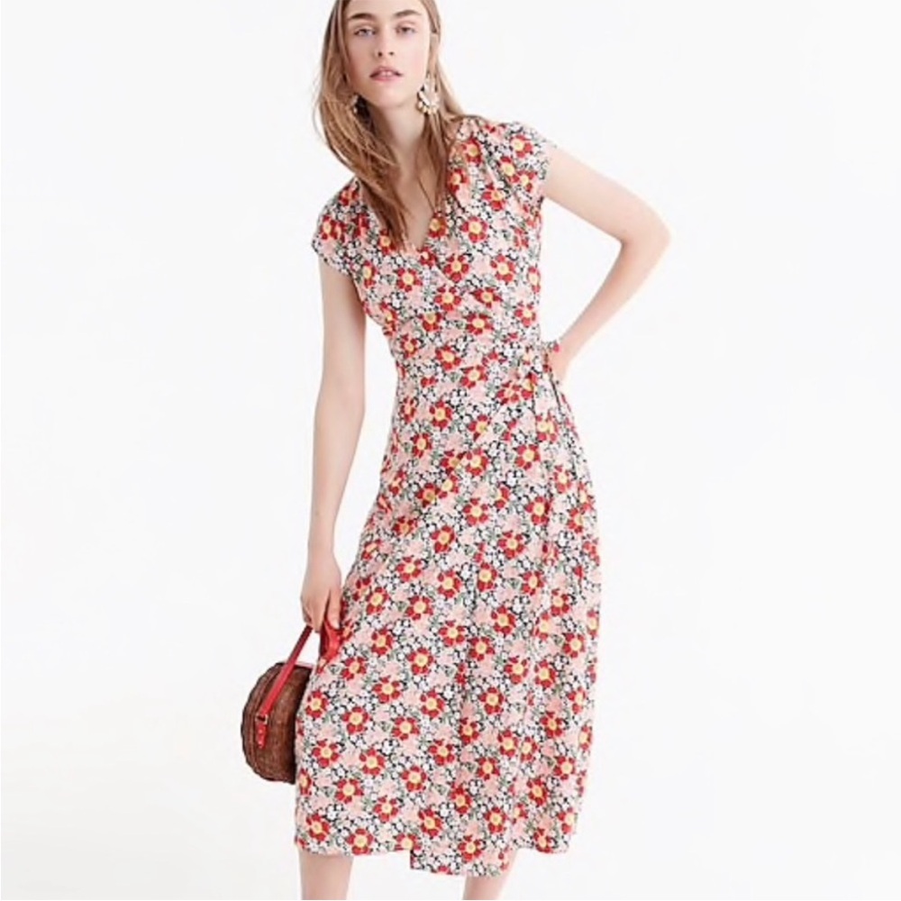 J. Crew Mercantile Floral Midi Wrap Dress
